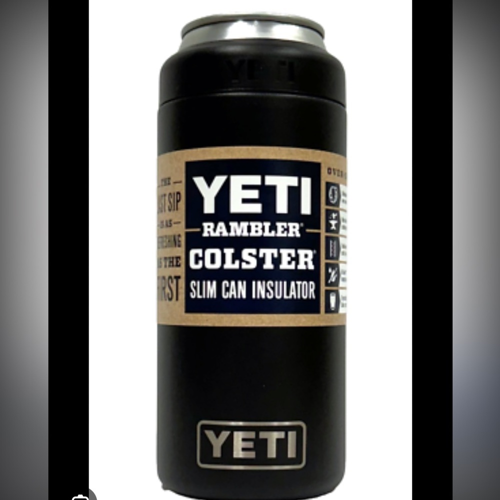 YETI Rambler Colster Slim Can Insulator - Black and Tan